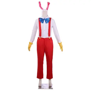 Who Framed Roger Rabbit Cosplay Costume For Men White Shirt Red Strap Trousers Suits with Gloves Hea