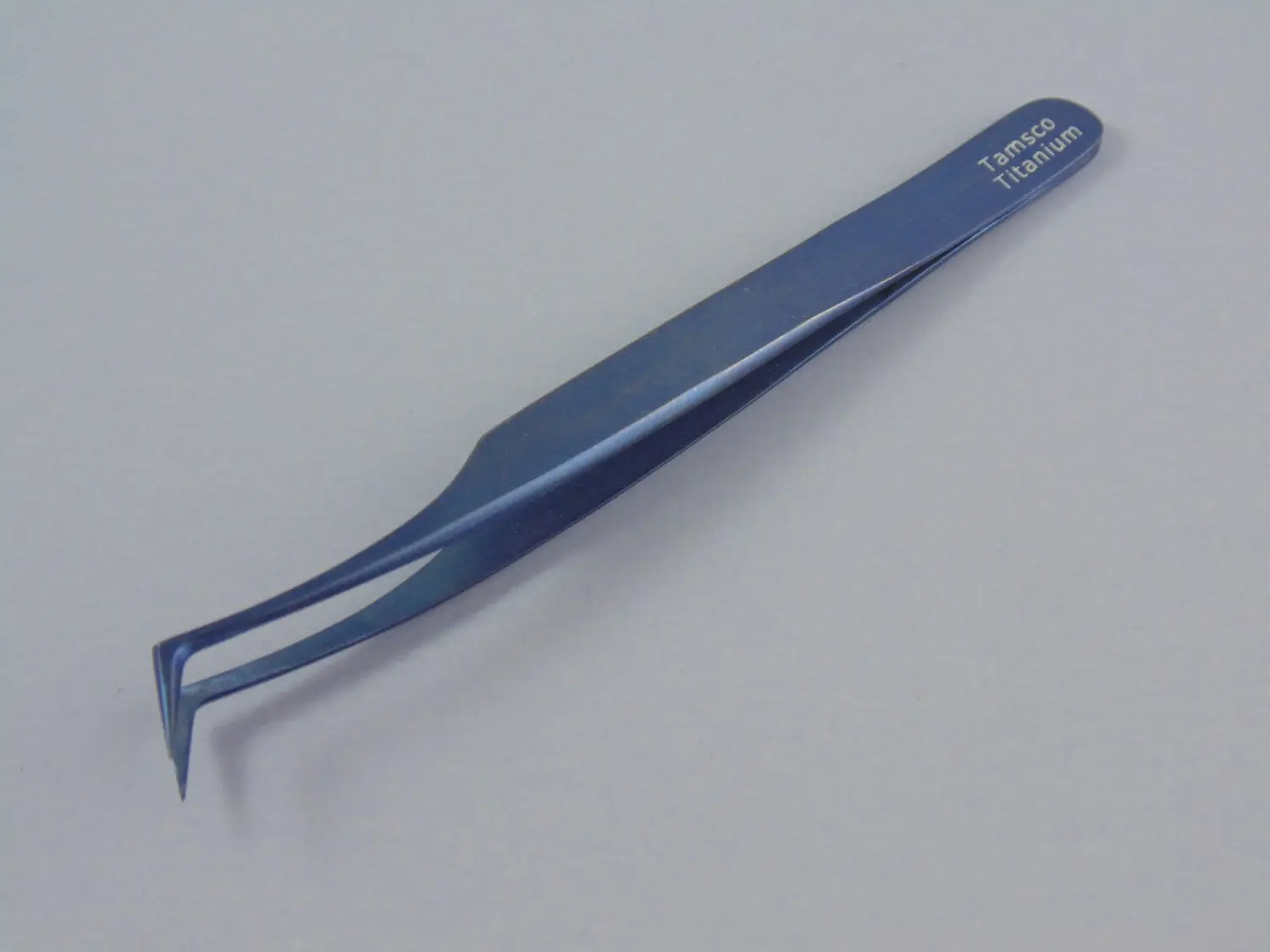Tamsco Titanium Tweezer #6 4.75" Blue Anodized Professional Craft Tool with Free Leather Case