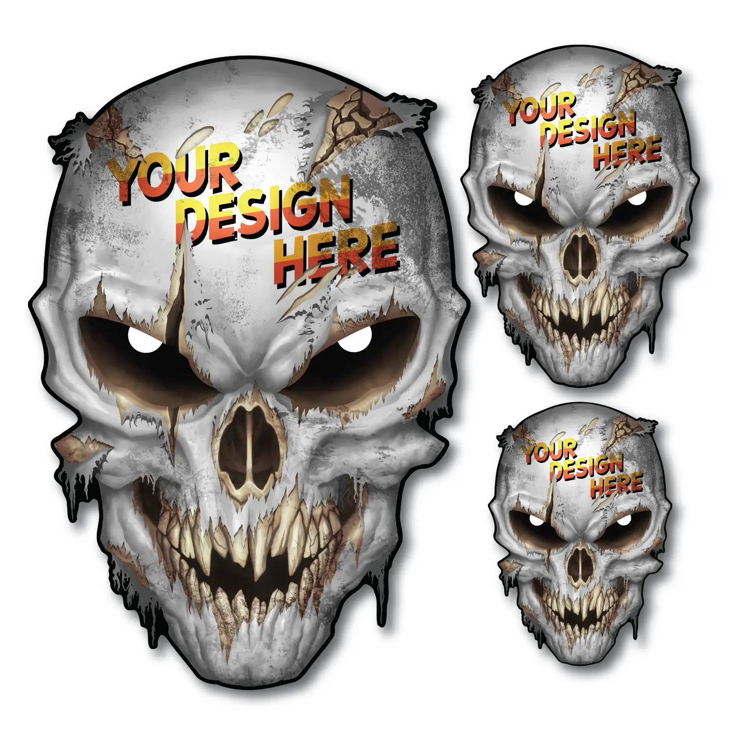 Custom Skull Design for sticker decal skull with reflective eyes
