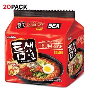 Paldo Hot and Spicy Teumsae Ramen Korean Instant Noodle 4.23 Oz (Pack of 20)