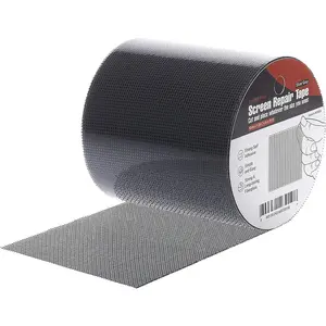 Screen Repair Tape, Extra Wide (4in x 15FT), Gray, Adhesive & , Fiberglass, fix for Screen Door and Window Screen