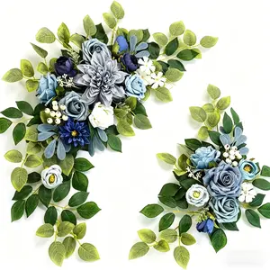 Blue Rose Eucalyptus Artificial Flower Bouquet, Wedding Arch Pathway Decor, Floral Artistry for Events and Home Decoration