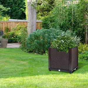 Raised Garden Bed Planter for Outdoor Plants Plastic Planters Box Elevated Garden Boxes Plant Pots of Garden Patio Balcony Deck to Planting Flowers Vegetables Tomato and Herbs outdoorfun
