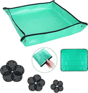39.4" x 39.4"  Repotting Mat, Large Foldable Gardening Mat,  Transplanting Potting Mat Indoor Outdoor, with 15 count Pot Hole Mesh Pads