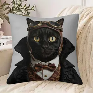 1pc short plush decoration single-sided print pillowcase dress, bow tie,Black shawl, patterned pillowcase, hand-washable and machine-washable, multi-size pillowcase, suitable for bedroom, living room, sofa(excluding pillow core)