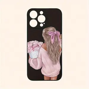 Pink Beautiful Woman Pattern Phone Case Compatible with iPhone 17/17Air/17Pro/17Pro Max/16/16Plus/16Pro/16Pro Max/15/15Plus/15Pro/15Pro Max/14/14Plus/14Pro/14Pro Max/13/13Pro/13Pro Max/12/12Pro/12Pro Max/11/11Pro/11Pro Series