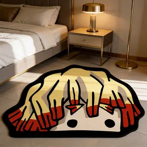 Anime Head Out Rug, Fun Bedroom Bedside Mat, Soft Cute Living Room Decor, Non-Slip Durable Gaming Foot Pad, Washable Kids Room Carpet, Cartoon Pattern Rug, Indoor Area Rugs