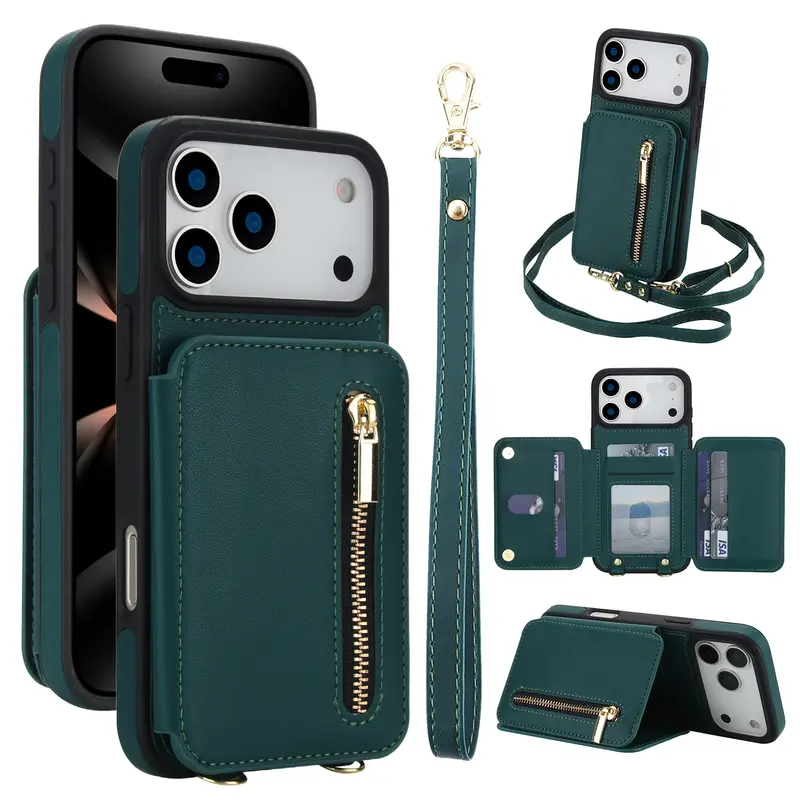 Blocking Zipper Wallet Crossbody Case for iPhone 18 Pro Max 17 16 15 14 13 Pro Max with Card Slots Wrist Strap Kickstand and Shockproof Protection Blocking Zipper Wallet Crossbody Case for iPhone 18 Pro Max 17 16 15 14 13 Pro Max with Card Slots Wrist Strap Kickstand and Shockproof Protection