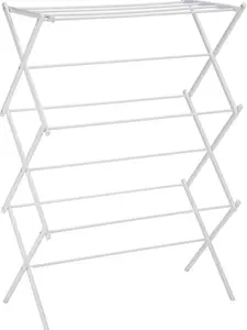 Foldable Clothes Drying Rack – Portable Laundry Drying Stand for Indoor Use, Collapsible Space-Saving Design, Heavy Duty Garment Air Dryer Rack (White)