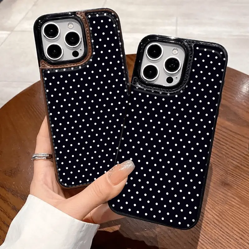 Mobile phone case - Mobile phone case: small dot design, practical mobile phone case, with card bag, multi-purpose, suitable for bank cards, transportation cards, etc., with camera protection function. Compatible with iPhone 16 Pro Max