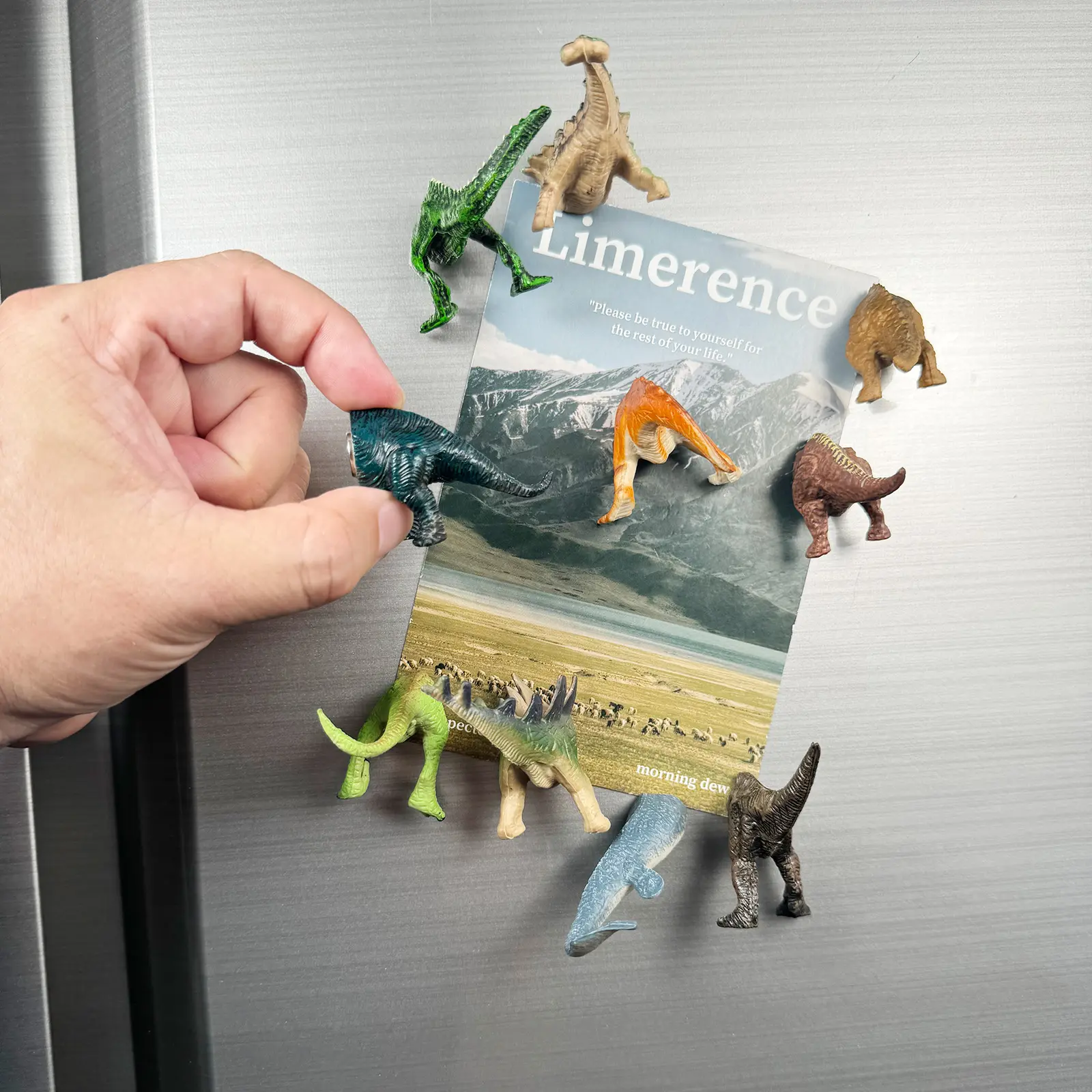10-Piece Colorful Dinosaur Tail Refrigerator Magnets, Fridge Magnet Set, Fun Jurassic-Themed Decor for Kitchen Office Cabinets & Home