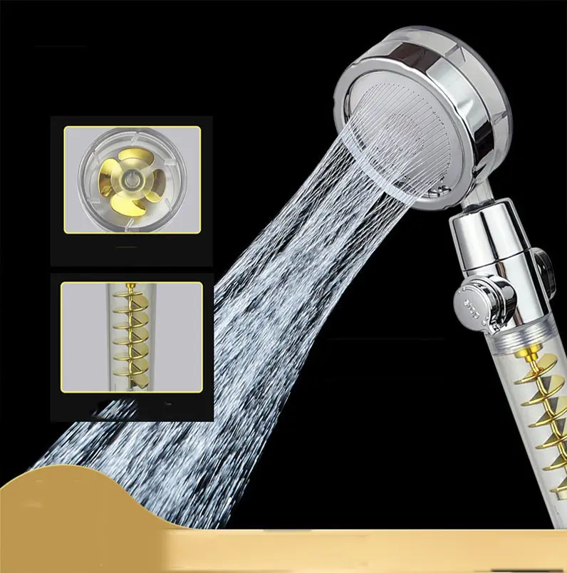 Twin-Turbo Pressurized Shower Head with Propeller Fan