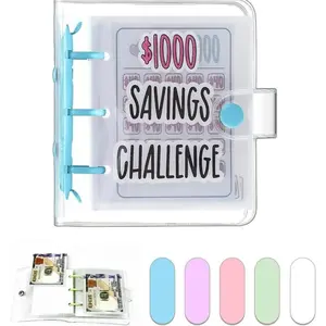 Mini $1000 Money Saving Challenge Binder – Cash Budget Binder with Envelopes, Portable Savings Tracker for Cash Stuffing & Budget Planning,girly office supplies daily,girly office supplies,fun desk supplies