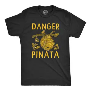 Mens Danger Pinata T Shirt Funny Sarcastic Beehive Buzzing Bee Joke Tee for Guys Mens Funny T Shirts Cool Vintage Fashion T-Shirt Gift Classic Menswear Funny Animal Short Sleeve Novelty Tees for Guys Black