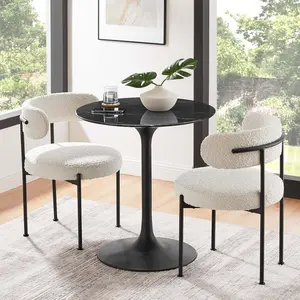 Modway Lippa 28" Round Artificial Marble Dining Table in Black Black