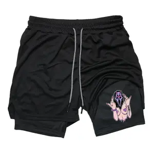 Funny Ghost Graphic Sweat Shorts for Men Drawstring Athletic Shorts Streetwear Summer Outfits Men Shorts Guys Gifts