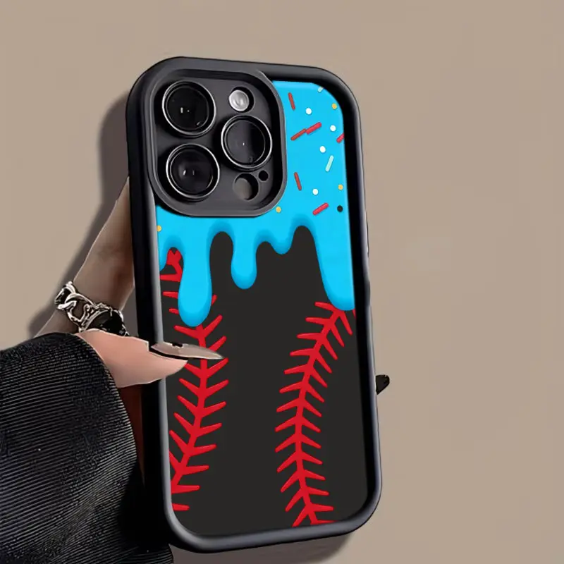 Blue Icing Sprinkles Baseball Phone Case， Sweet Sports Aesthetic Style for iPhone 17 16 15 14 13 12 11 Plus Pro Max， Unique Birthday Gift.