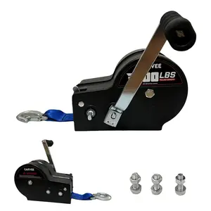 Garvee 3500lbs Heavy Duty Boat Trailer Winch with 33ft Strap, 4:1/8:1 Gear Ratio Hand Crank Winch for Towing, Pulling Boats, Trailers, Trucks, RVs, ATVs, Jet Skis & Off-Road Recovery