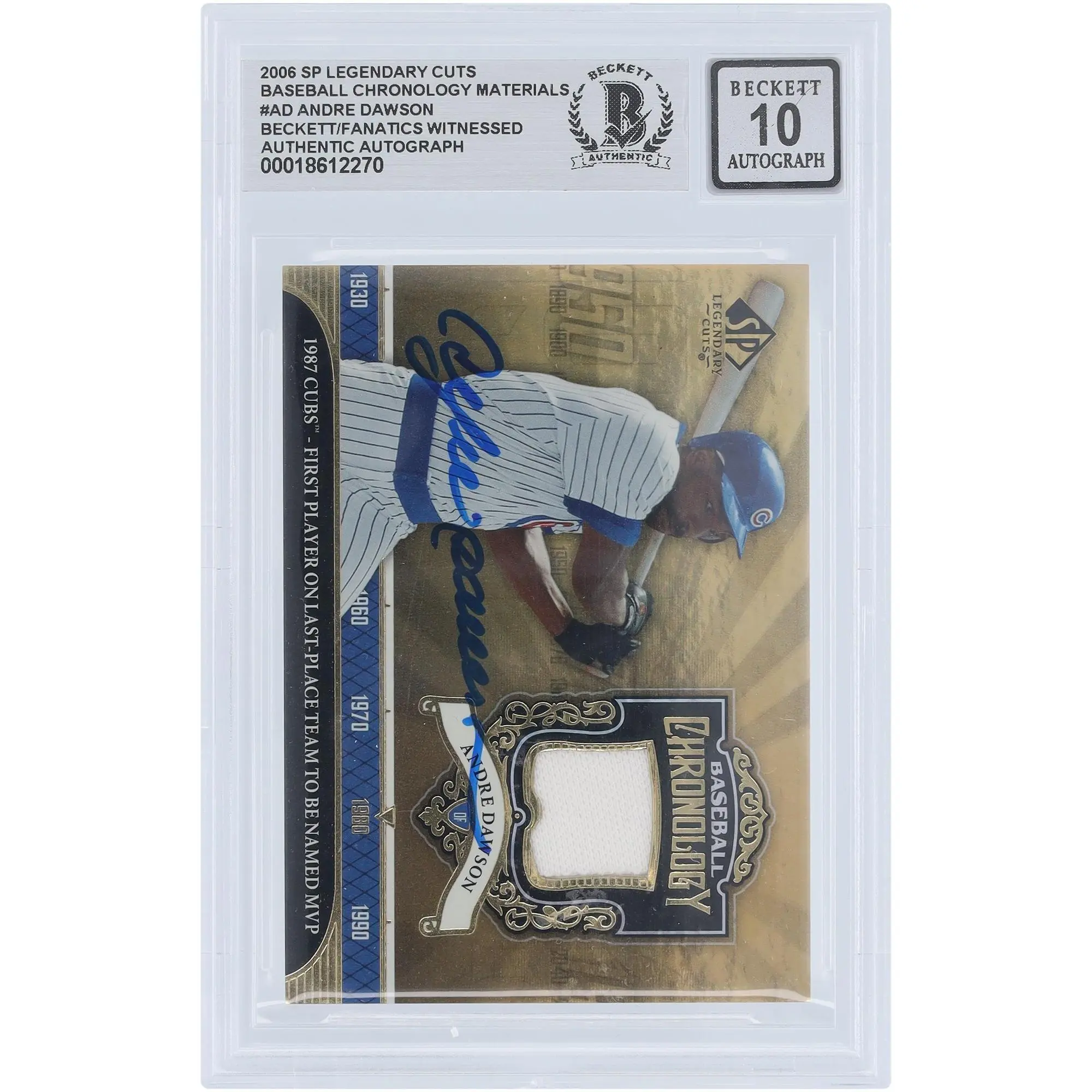 Andre Dawson Chicago Cubs Autographed 2006 Upper Deck SP Legendary Cuts Baseball Chronology GU Relic #BC-AD Beckett Fanatics Witnessed Authenticated 10 Card - Fanatics Authentic Certified