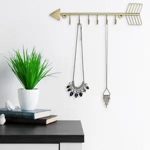 Arrow Design Brass-Tone Metal Jewelry Hanging Rack