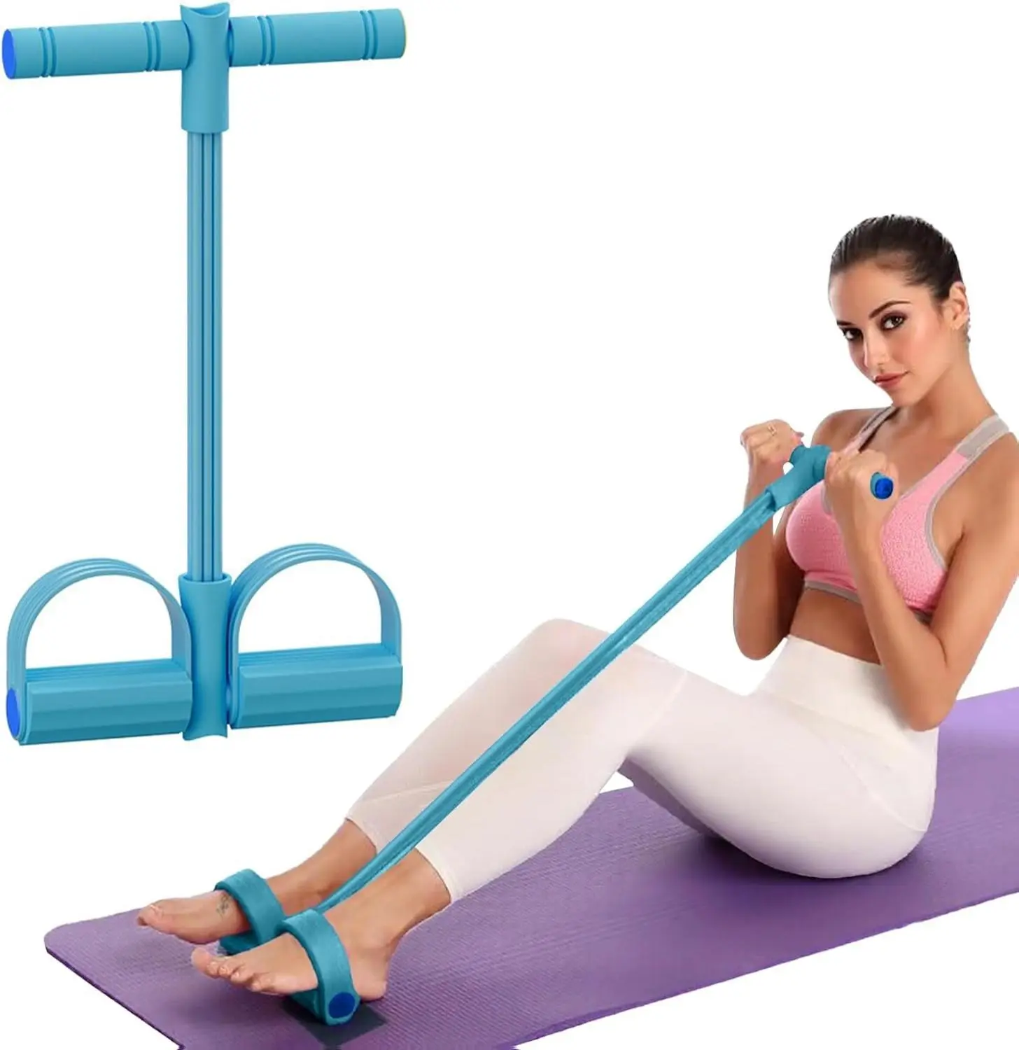 Elastic Resistance Bands Set, 21-Piece Adjustable Kit with 4-Tube Pedal Puller, Portable At Home Gym Equipment for Strength Training