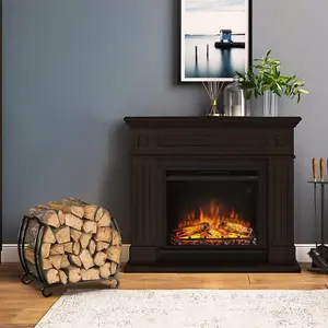 Metal Firewood Rack, Firewood Log Holder for fireplace, Fireplace Wood Storage Shelf indoor/Outdoor, 16.8L × 12.5W × 14.9H inch