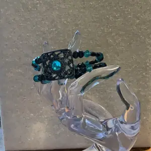 Wire Wrap Bracelet with Blue and Black Beads - Elegant Design, Perfect for Everyday Wear
