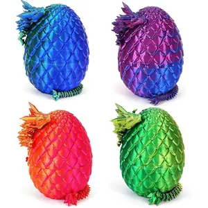 4 Count 3D Printed Dragon Eggs with Dragon Inside Mini Dragon Egg Set Easter Eggs Articulated Dragon Easter Basket Stuffers Mystery Dragon Egg Fidget Toy Surprise 3D Printed Animals Toy Set