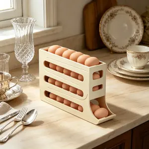 1PC 4-tier Refrigerator Egg Rack, Automatic Egg Rolling Rack, 30-egg Storage Rack, Refrigerator Egg Dispenser, Kitchen Egg Storage Rack