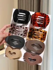 8pcs large flat round hair clip, hollow square, hollow love hair clip oval claw clip safe and comfortable simple and elegant duck bill hair clip, Hair Claws Set