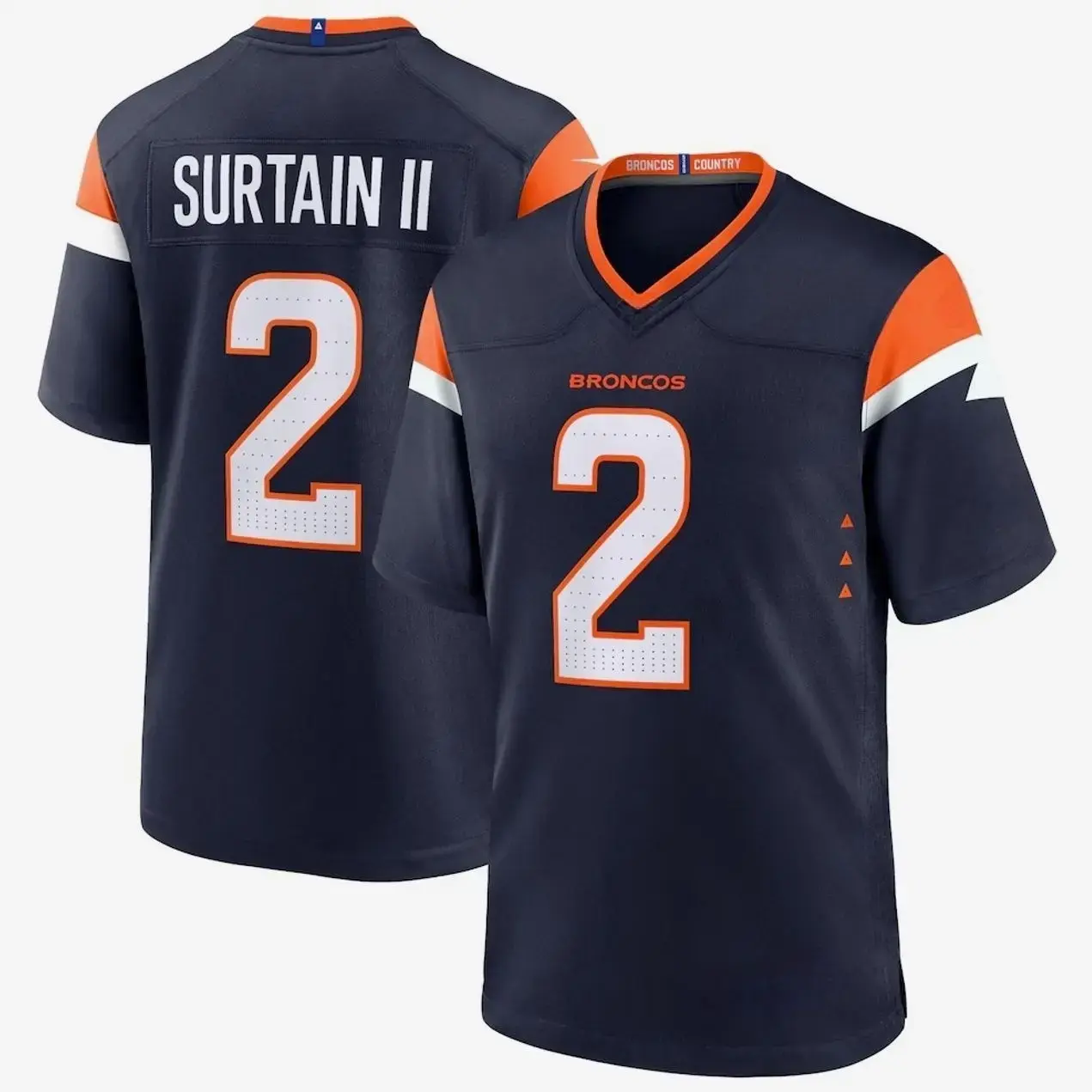 Unisex Football inspired by Denver Surtain II Alternate Player Game Jersey - Navy