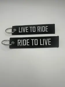 PrimeSecrets Embroidered "LIVE TO RIDE/RIDE TO LIVE" Keychain for Motorcycles, Scooters, Cars, Mopeds, Backpacks and Gifts for Men and Women