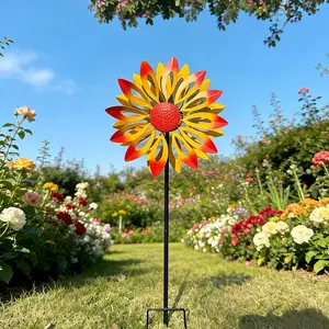 3D Metal Flower Garden Stake Decor | Outdoor Lawn Yard Colorful Art Sculpture | Hand-Painted Weather-Resistant Steel Bloom | Vibrant Landscape Accent for Gardening Enthusiasts | US Patio Ready | Garden Accessories