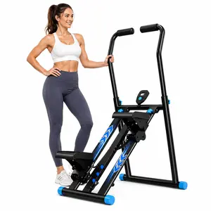 Foldable Stair Stepper Machine with Handlebar, 150KG Capacity Compact Indoor Home Fitness Equipment, Digital Monitor, Non-Slip Pedals, Quiet Operation, Space-Saving Cardio Trainer for Apartments & Small Spaces