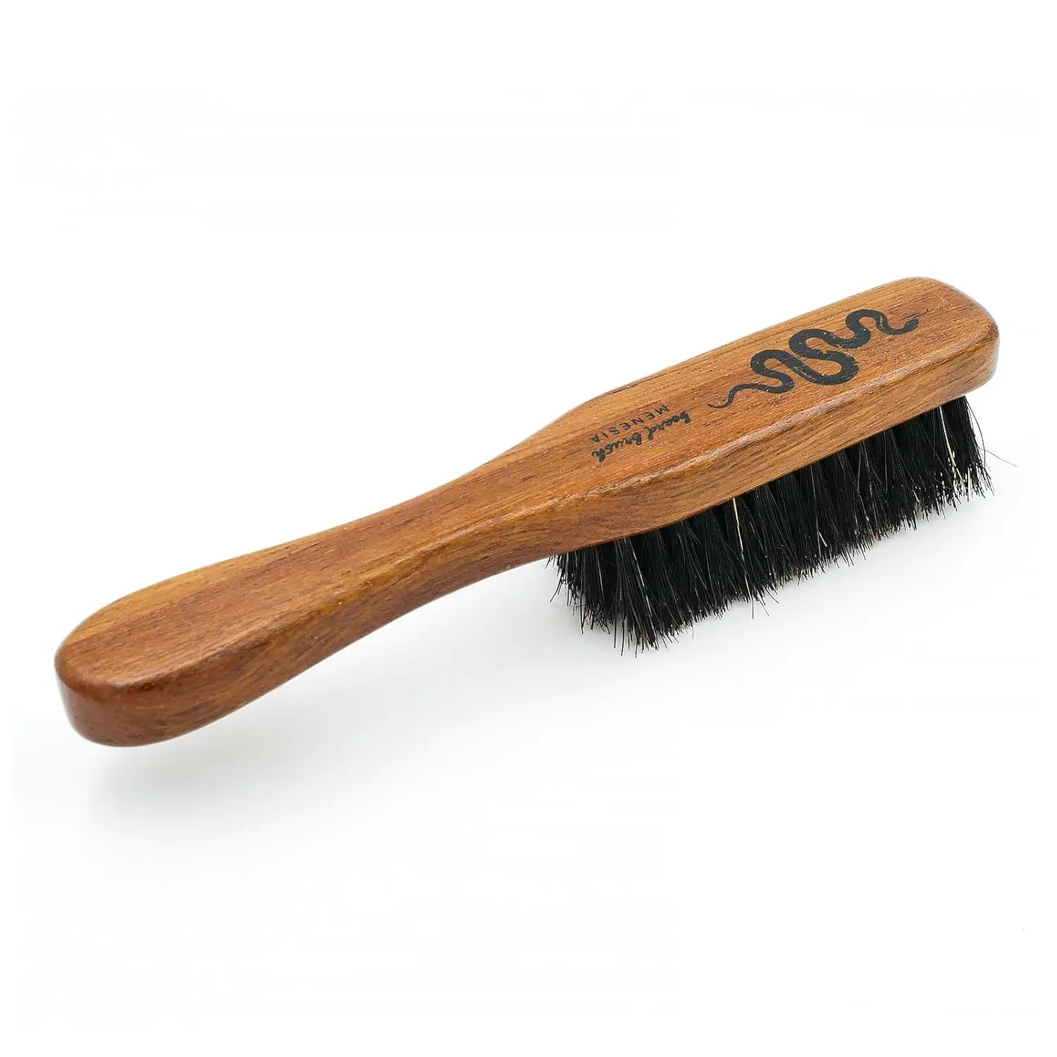 Men's Teak Wooden Beard & Mustache Brush, Small Portable Mini Travel Size, Snake Print, Soft Durable Boar Bristles, Ergonomic Wood Handle, Beard Brush, Soft Bristles
