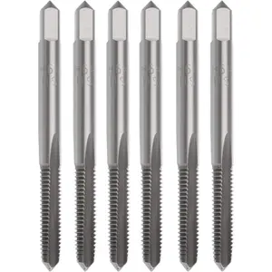 M6 x 1mm Tap Machine HSS Metric Right Hand Thread 3 Straight Flute Taps Taper and Plug (6Pcs)