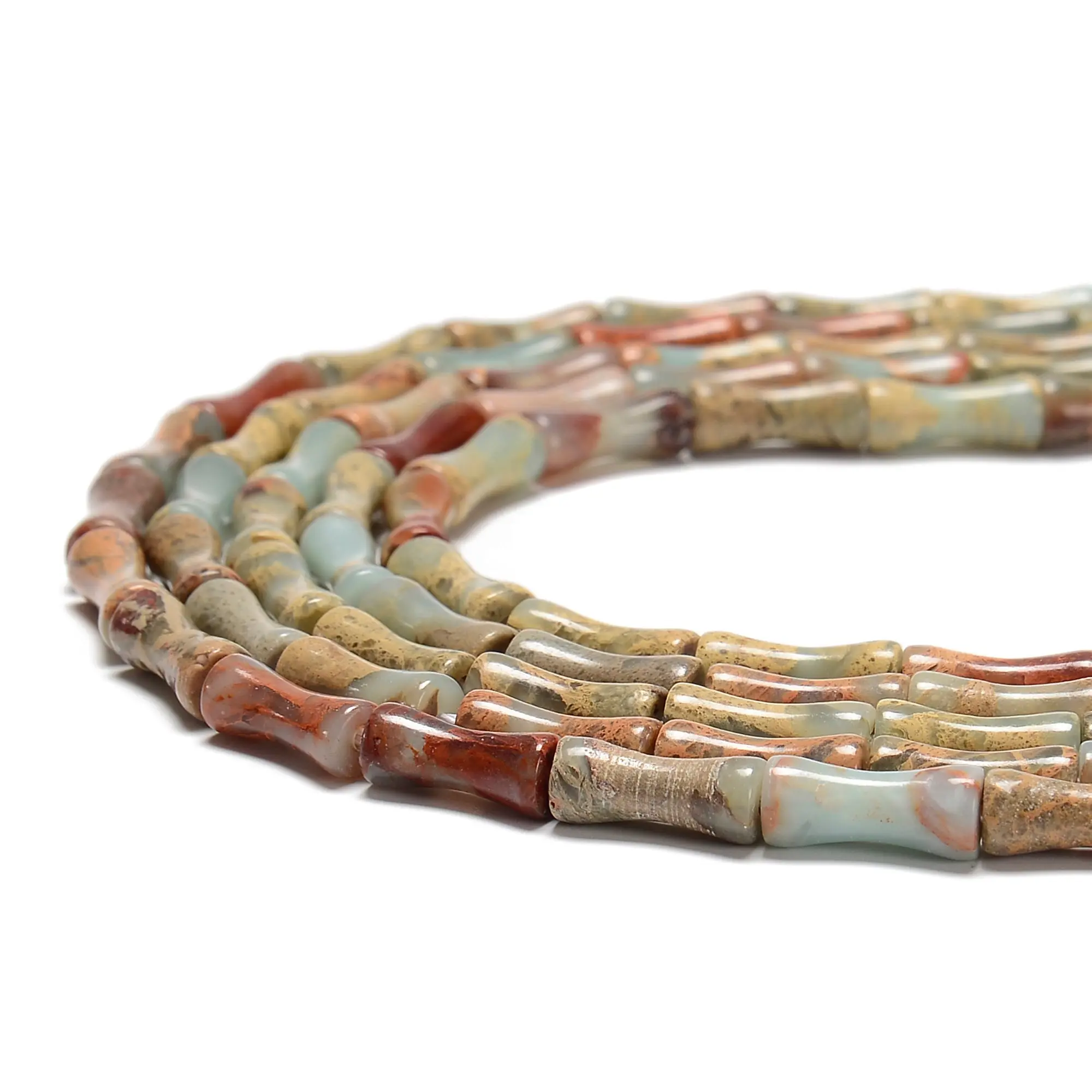 Natural Aqua Terra Jasper Bamboo Tube Beads Size 5x13mm 15.5'' Strand Gemstone Loose Spacer