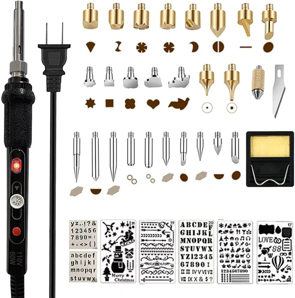 Wood Burning Kit with Adjustable Temperature 200~450°C, Professional Wood Burning Pen for Embossing Carving DIY Crafts for Adults Beginners