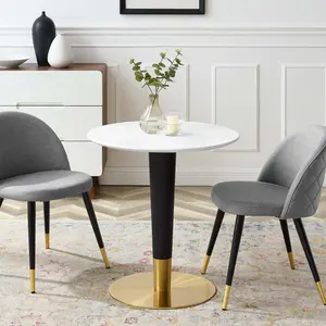 Modway Zinque 28" Dining Table in Gold White