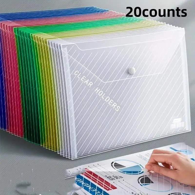 Colorful Transparent A4 File Folder, PP Plastic Student Organizer, Convenient School Supplies Storage Solution