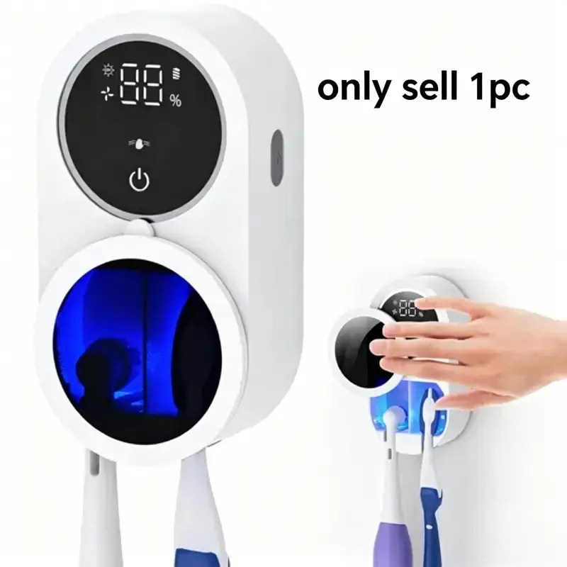 Negative ion toothbrush sterilizer, double-chamber heated and dried toothbrush sterilizer, portable rechargeable UV toothbrush holder, smart LED display, wall-mounted rechargeable toothbrush holder, USB charging.