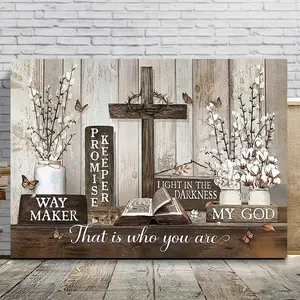 2D Flat, 1pc Wooden-Framed Canvas Art Featuring Canvas Flowers And Inspirational Quotes, Designed for Easy Hanging in Bedrooms, Living Rooms, Or Home Decor—An Ideal Gift for Warm, Rustic Environments