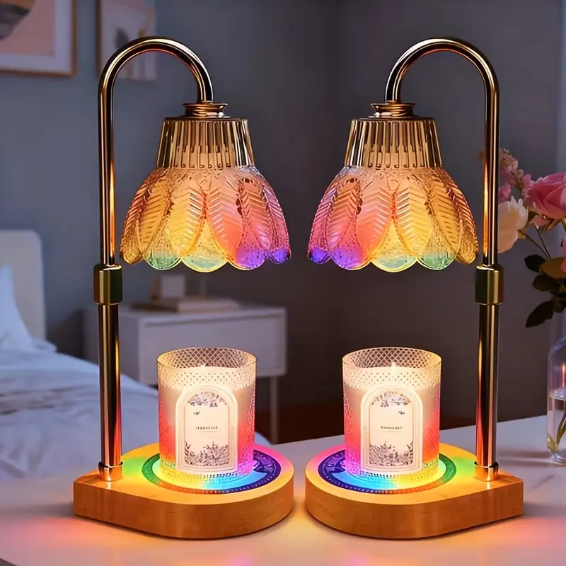 2Pcs Candle Warmer Lamp, Electric Candle Lamp with Timmer & Dimmer, Dimmable Candle Lamp Warmer, Adjustable Height, Timer, Bedroom Living Room Home Decor Wax Melt Warmer, No Bulb Included