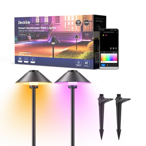 2 Pack Pathway Lights Outdoor Mushroom Path Lights IP65 Waterproof Multi Scenes LED Lights for Yard, Walkway, Garden Deco
