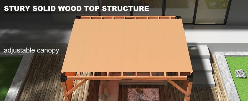 GARVEE 12'X 14' Cedar Wood Pergola with Solid Structure, Retractable Shade Canopy, Durable, Rot Resistant, Patio Pergola for Backyard, Deck, Garden