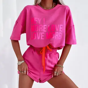 Women's Outdoor Fashion Sports Suits Two-Piece Set Short Sleeve Print Top & Shorts Casual Street Style T-Shirt & Three-Quarter Pants Spring/Summer 2026 Womenswear Clothes