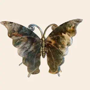 Moss Agate Crystal Butterfly Handcrafted Natural Stone with Unique Moss-like Inclusions for New Beginnings Growth and Abundance Handcrafted Energy
