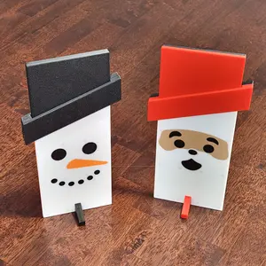 Reversible holiday decoration, Snowman Jack O Lantern Frankenstein Santa Clause stand alone ornament