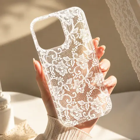 Women's Romantic Lace Soft TPU Cowboy Phone Case & Cover, 1-Piece Transparent Air Cushion Casing, Non-Slip Back, Shockproof Accessories for iPhone 17/16/15/14/13/12/11 Pro Max Plus Air