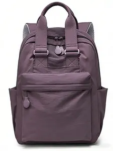2026 Spring Summer New Women's Fashion Backpack, Plain Color Versatile Travel Commute Large Capacity Nylon Lightweight Bag